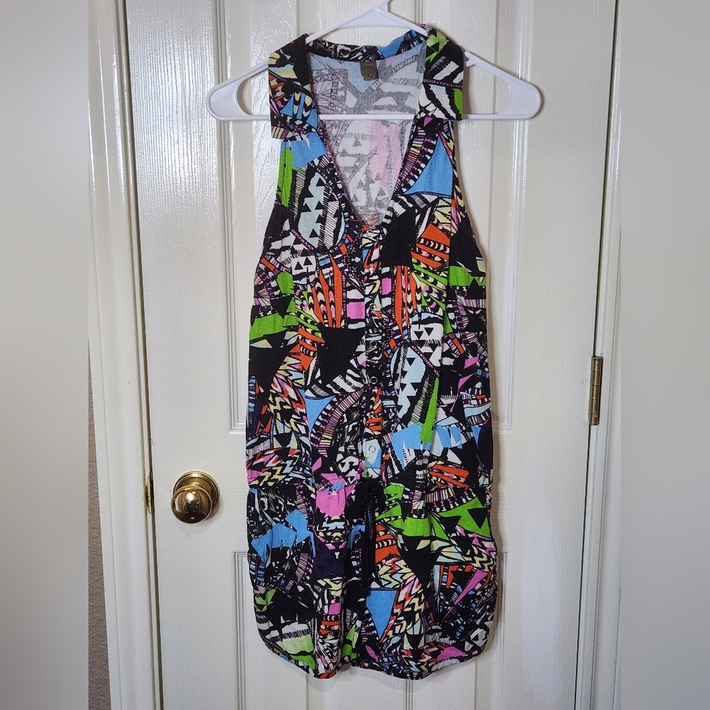 FARM Rio Multicolor Geometric Romper Linen Blend Size M